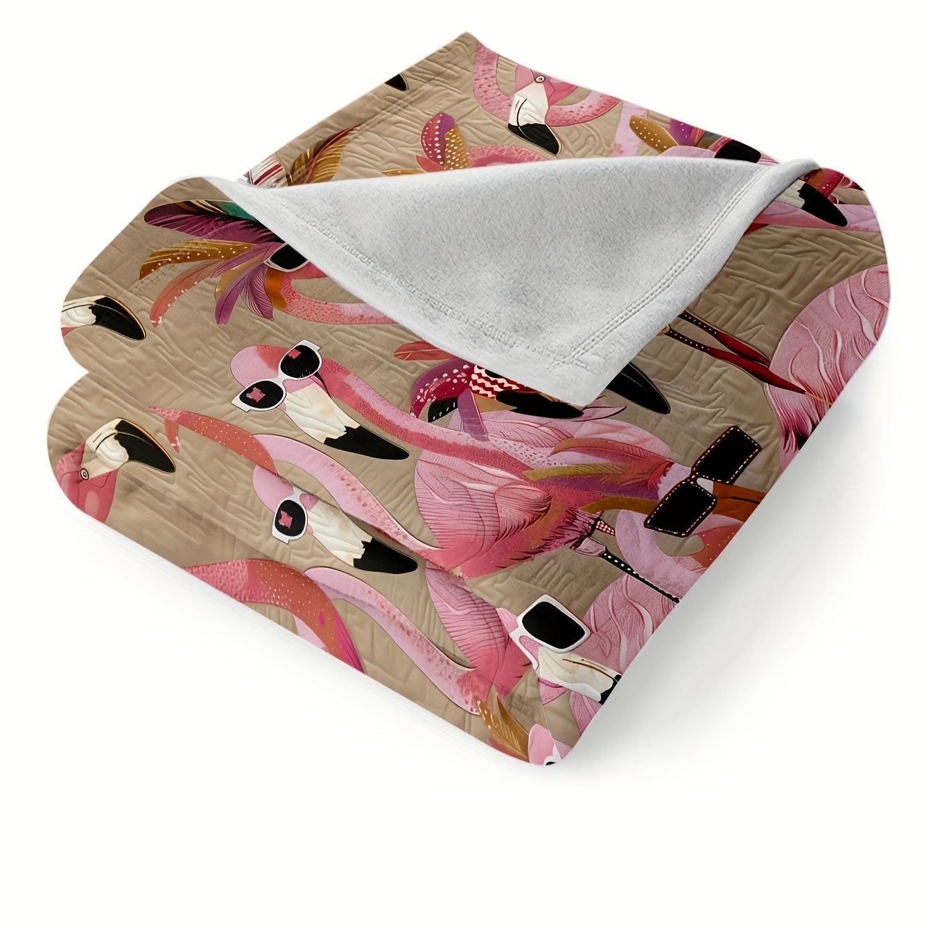 Flamingo Print Flannel Throw Blanket 250-300GSM Soft