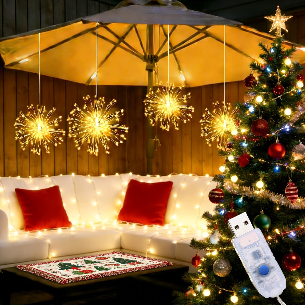 Cherry Blossom LED Fairy Lights USB Powered, 96-Light Faux Floral Garland, Dimmable & Cool White