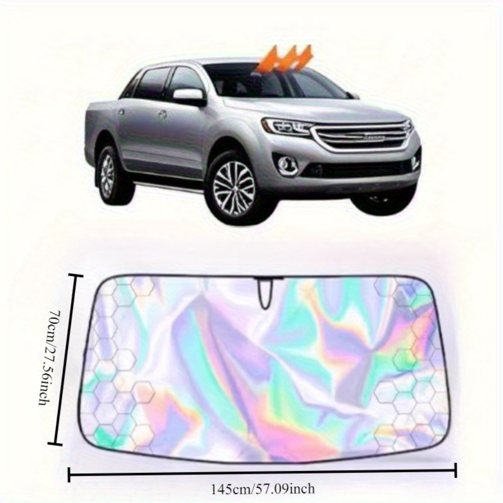 Laser Insulation Windshield Sunshade 5-Layer Thickened Front Window Heat Blocker Diamond Pattern Gold Black Fits All Vehicles Ford F150