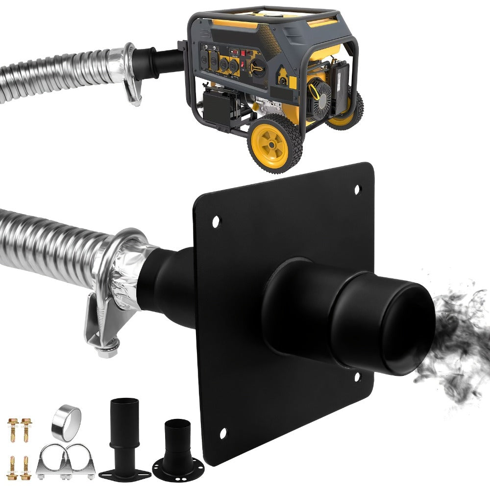 Generator Exhaust Silencer Kit with Through-Wall Mounting Plate – Upgraded Stainless Steel Exhaust Hose, Muffler & Noise Reduction Extension