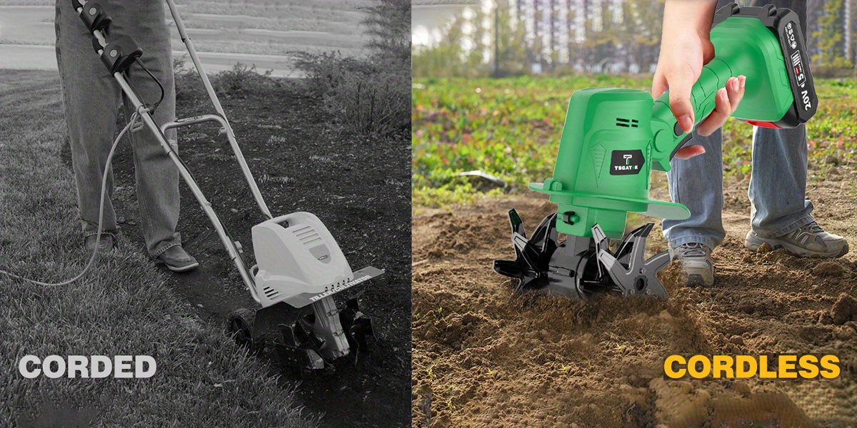 Cordless Electric Tiller 20V Handheld - 9-Inch 235RPM Garden Cultivator with Handle, Metal Soil Tiller for Weeding