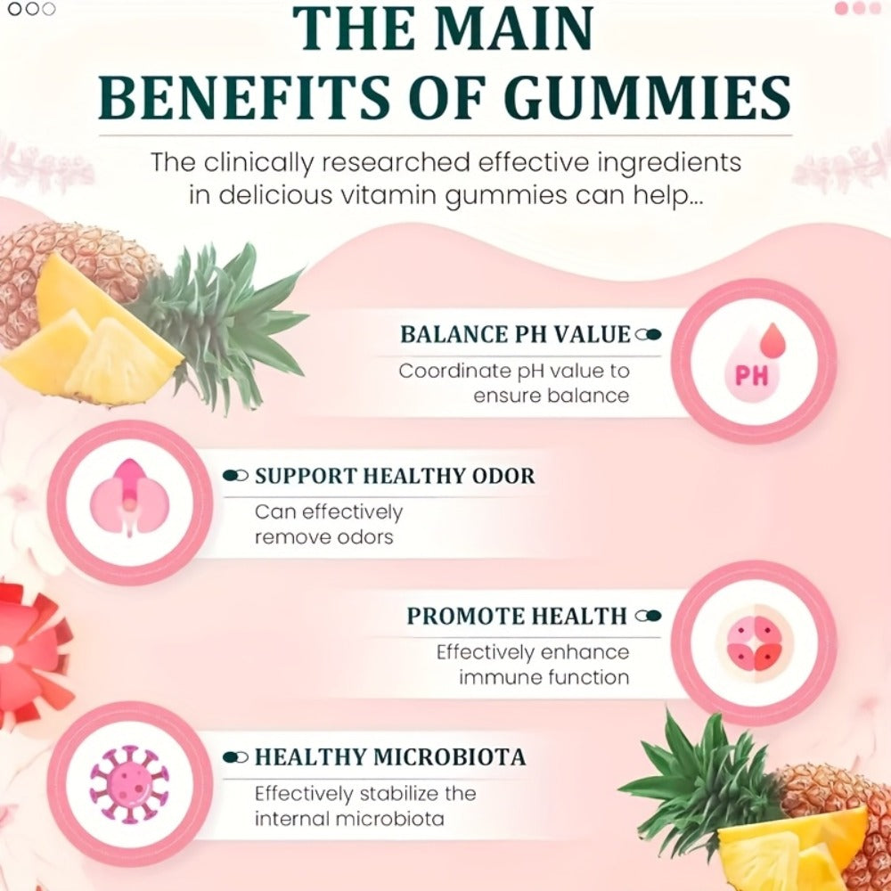 Vitamin C Probiotic Gummies for Women's Health, Hawaiian Pineapple Flavour, Daily Immune & Gut Support Supplement for Women