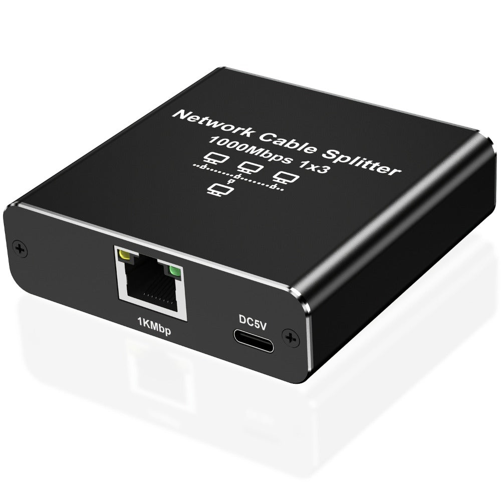 Gigabit Ethernet Splitter 1 to 3, 1000Mbps PoE Network Splitter, 1 In 3 Out RJ45 Adapter for PC, Laptop