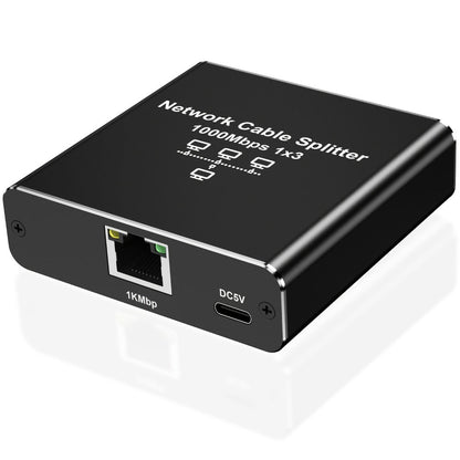 Gigabit Ethernet Splitter 1 to 3, 1000Mbps PoE Network Splitter, 1 In 3 Out RJ45 Adapter for PC, Laptop