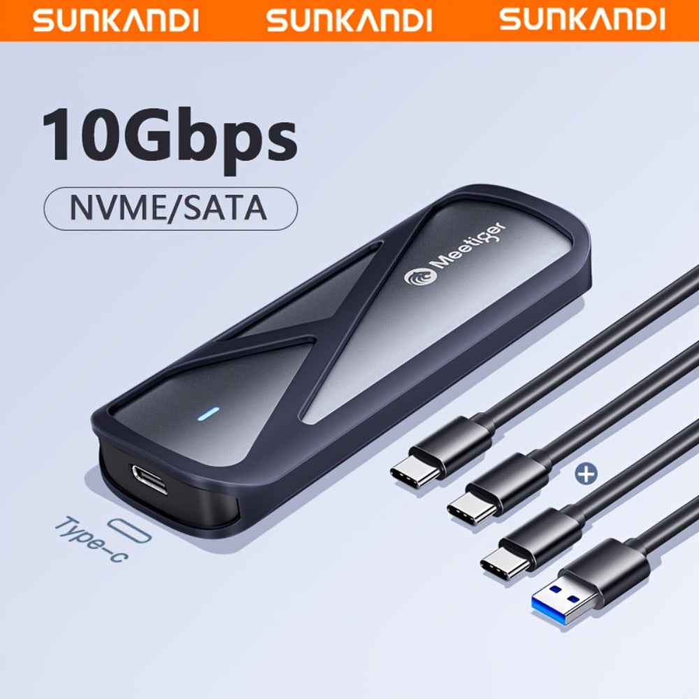 M.2 NVMe/SATA SSD Enclosure 10Gbps USB Adapter, Supports M & B+M Key, 2230/2242/2260/2280, Portable Metal SSD Case for PC