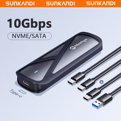 M.2 NVMe/SATA SSD Enclosure 10Gbps USB Adapter, Supports M & B+M Key, 2230/2242/2260/2280, Portable Metal SSD Case for PC
