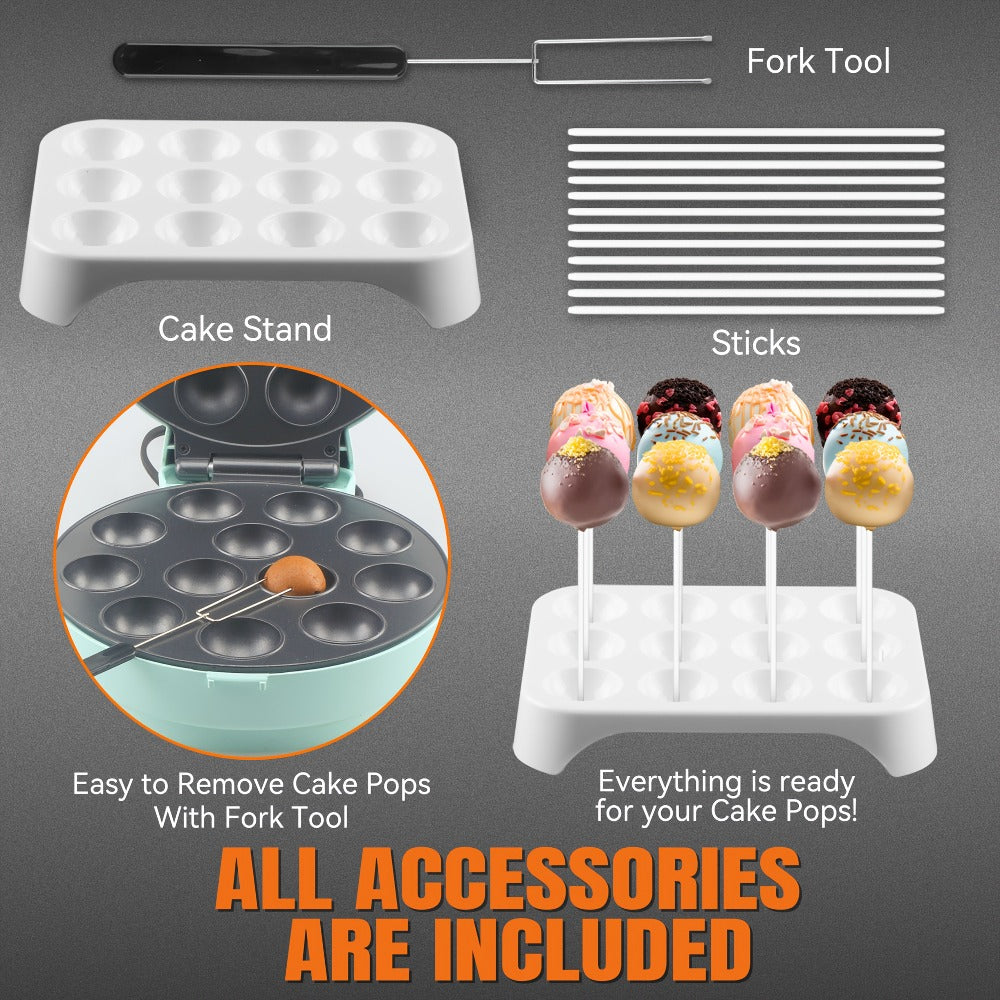 Cake Pop Maker Machine 12-Cavity 1.6 Inch, Electric Cake Pop Set with Flip-Over Even Heating Design