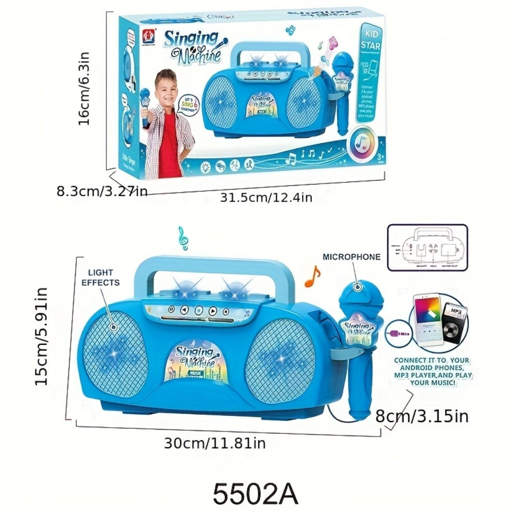 Kids Light-Up Singing Machine Toy with Microphone, All-in-One Music Toy for Boys & Girls Ages 3-7