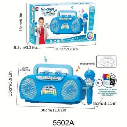 Kids Light-Up Singing Machine Toy with Microphone, All-in-One Music Toy for Boys & Girls Ages 3-7