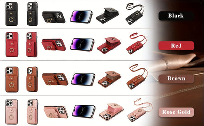 Phone Case Wallet with 2-3 Card Holder and Fold-Out Kickstand for Selected iPhone 12-16 Model Options