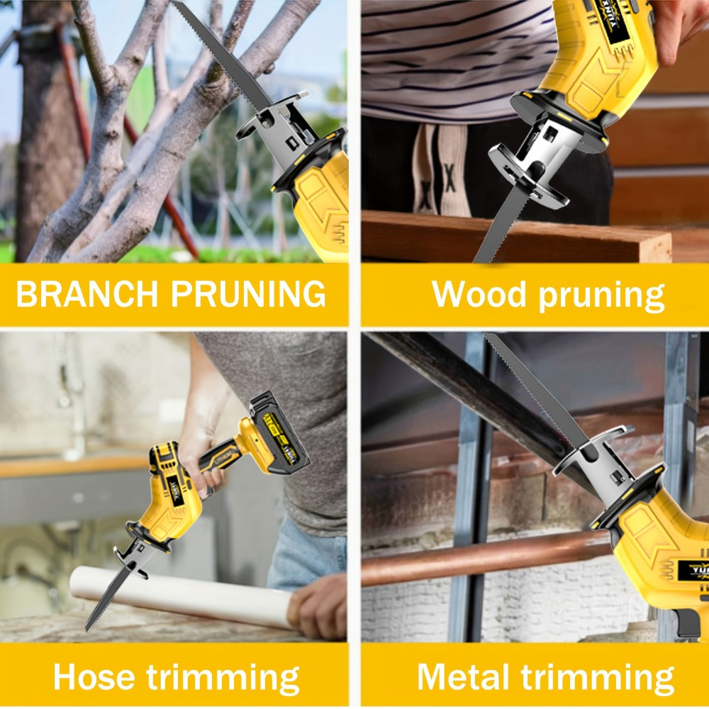 Cordless Reciprocating Saw - Electric Reciprocating Saw with Safety Lock, Large Battery & Charger