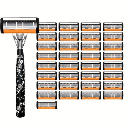 Safety Razor for Men 7-Layer Progressive Blades – Non-Slip Stainless Steel Handle Classic Double Edge Razor for Beard & Mustache Grooming