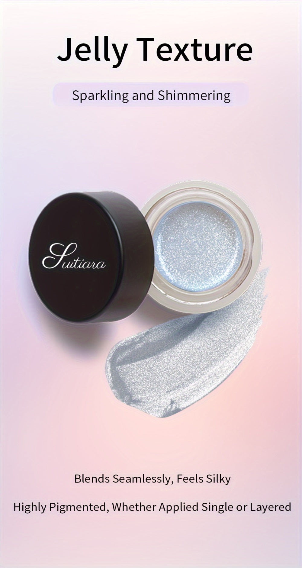Shimmer Jelly Eyeshadow 2 Pack, Icy Cool Tone Frosty Glow Gel Eye Makeup, Non-Creasing Blendable Formula