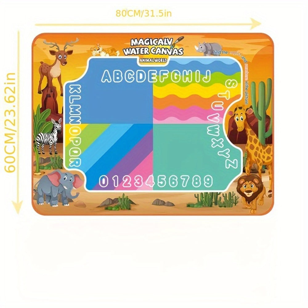 Water Canvas Drawing Mat for Kids Reusable Mess-Free – Magical Paint with Water Art Toy 80x60cm Ocean Animal Designs Screen-Free Creative