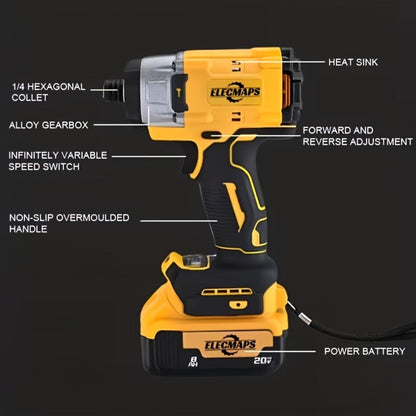 Cordless Impact Driver 1/4" Compatible with DeWalt 20V Battery, 0-2800 RPM Electric Impact Screwdriver with LED Indicator Light