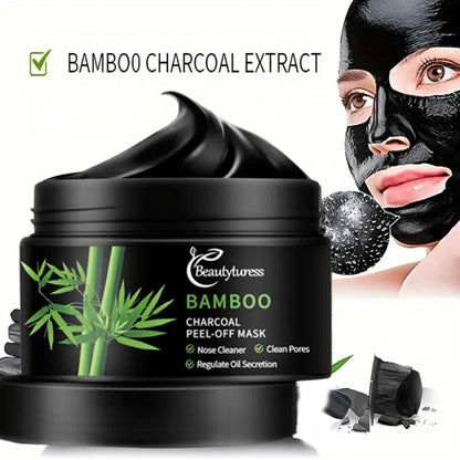 Bamboo Charcoal Clay Face Mask Deep Cleansing Pore Minimizing Oil Control Blackhead Remover for Bath Time, Home Spa and Personal Care