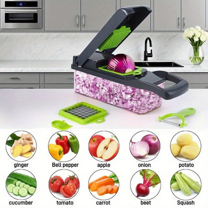 Vegetable Chopper 18-in-1 Upgraded Mandoline Slicer – Professional Onion Chopper Food Dicer Cutter with Container