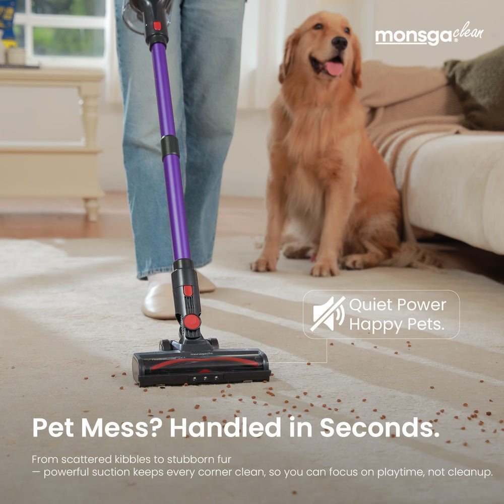 Cordless Vacuum Cleaner 46KPA Powerful Suction Detachable Battery Anti-Tangle V-Shaped Brush for Entryways, Bedrooms and Living Spaces
