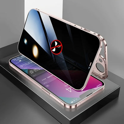 Phone Case Privacy Screen with Aluminum Alloy Frame, Rear Stand and magnetic ring for iPhone 15 Pro