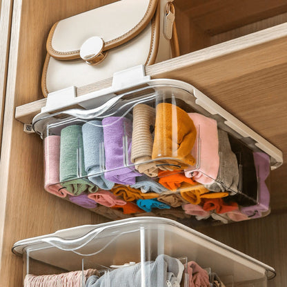 15-Compartment Wall-Mounted Underwear & Socks Hanging Storage Box, Transparent Closet Organizer for Home