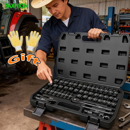 Ratchet Socket Wrench Set 50 & 55-Piece – Professional Boxed Tool Kit for Auto, Bicycle & Machinery Maintenance Racing-Grade Parts