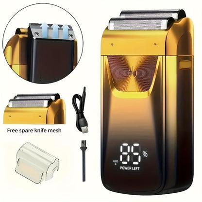 Bald Head Shaver & Beard Trimmer 2-in-1 Electric USB Rechargeable – Aluminum Foil Razor Professional Hair Clipper Grooming Tool for Men