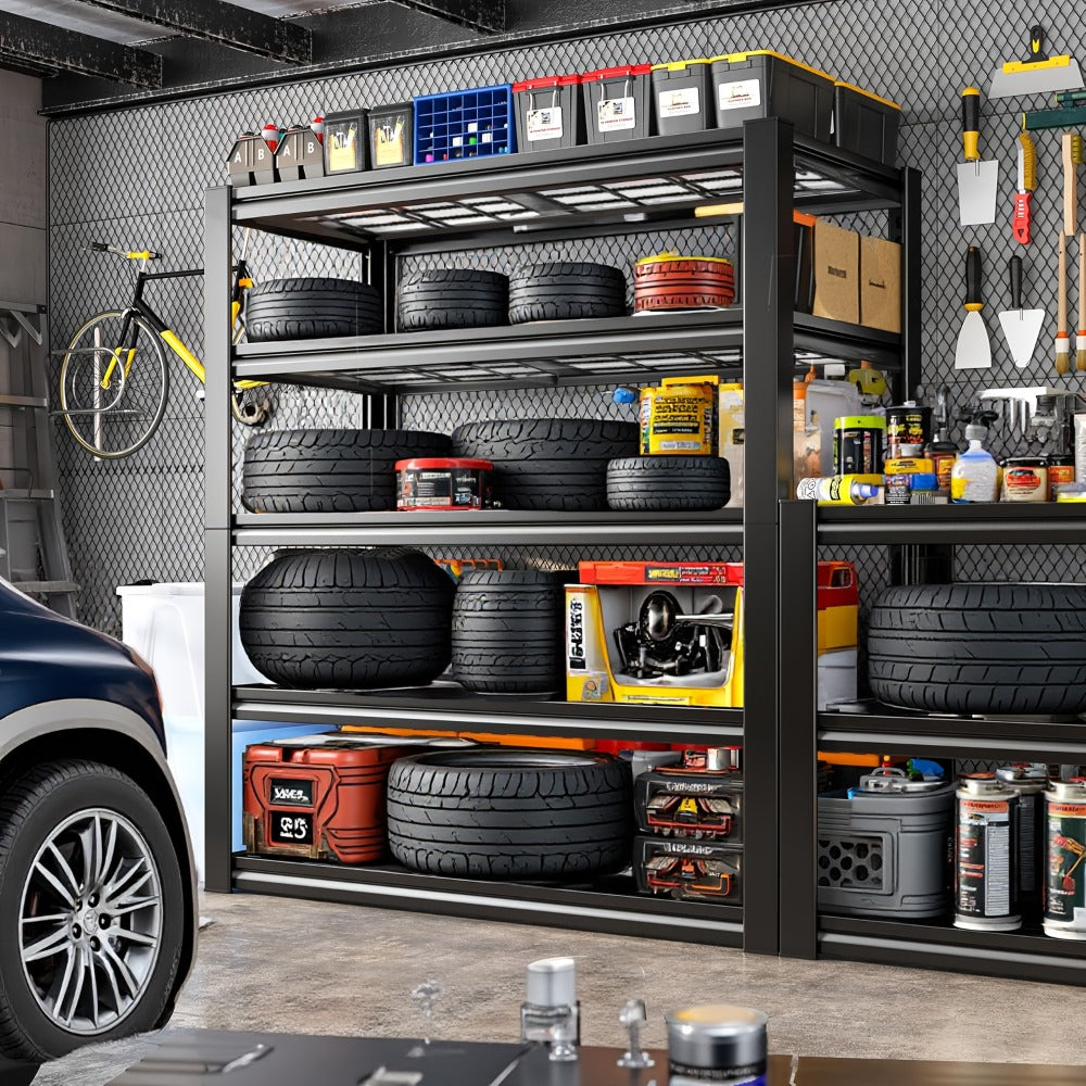 Garage Storage Shelves Adjustable Metal Shelving 72", Upgrade Double Layer Column Commercial Grade Utility Rack