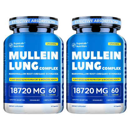 Mullein Leaf Capsules 12000mg with Quercetin, Lung Health & Respiratory Support, Bronchial Breathing Ease