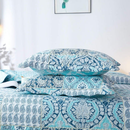Floral Quilt Set Lightweight Bedspread Coverlet 2 or 3-Piece, All Season Hypoallergenic Breathable Paisley Patchwork Print Quilt for Bedroom