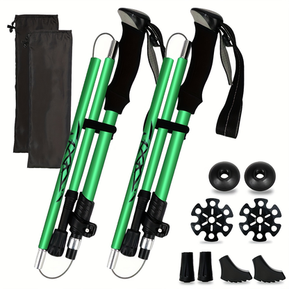Aluminum Trekking Poles Set of 2 – Lightweight Quick-Lock Foldable Hiking Sticks with Ergonomic Non-Slip Grips