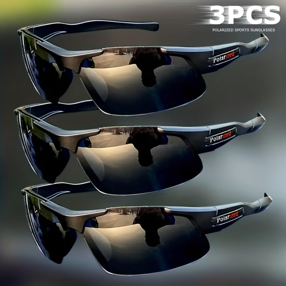 Sunglasses 3-Pack for Men with Half Frames, Lenses and Lightweight Driving Fit with Specific Frame, Lens Color and Pack Choices