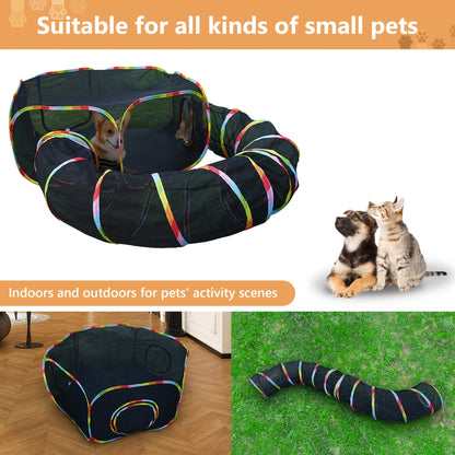 Outdoor Cat Enclosure with Tunnel – Rainbow Cat Playpen Tent with Circle Cat Tunnel for Cats Kittens & Small Animals
