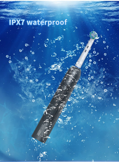 Electric Toothbrush with Eight Round Brush Heads, Three Modes, Induction Charging, IPX7 Rating and Travel Case
