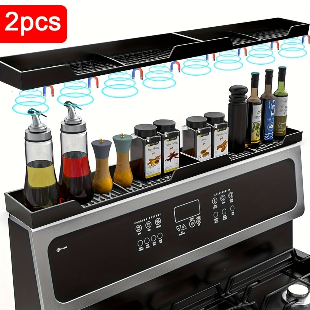 Silicone Stove Organizer Rack with Suction Cups, Heat-Resistant, Spice Holder for Kitchen Countertop