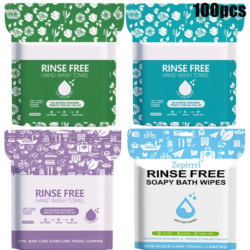 Disposable No-Rinse Foaming Bath Towels – Large 11.81" Body Wipes, Wet & Wipe Cleansing Cloths for Elderly Care, Camping, Post-Surgery