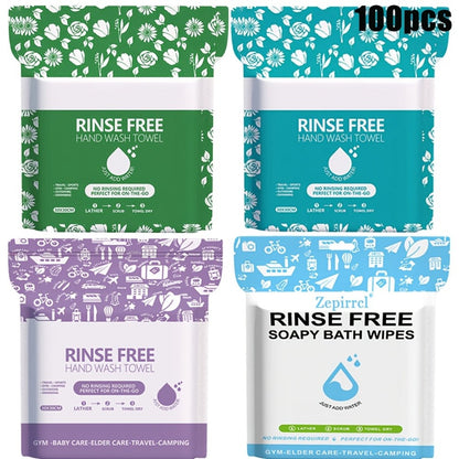 Disposable No-Rinse Foaming Bath Towels – Large 11.81" Body Wipes, Wet & Wipe Cleansing Cloths for Elderly Care, Camping, Post-Surgery