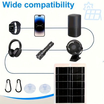 Outdoor Solar Phone Charger 5V USB 2.5A, Portable Solar Charging Panel for Camping Hiking Backpacking