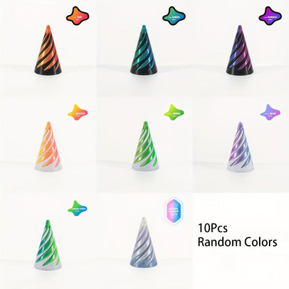 3D Printed Spiral Fidget Cone 10 Pack, Impossible Pyramid Spiral Tree & Carrot Stress Toy, Unique Fish Tank Decoration