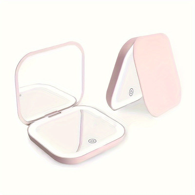 Cute Animal LED Makeup Mirror Foldable Double-Sided 3 Brightness Settings – USB Rechargeable, for Makeup, Travel and Everyday Vanity Use