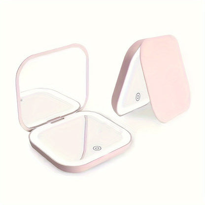 Cute Animal LED Makeup Mirror Foldable Double-Sided 3 Brightness Settings – USB Rechargeable, for Makeup, Travel and Everyday Vanity Use