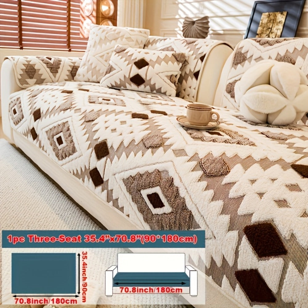 Sofa Cover, Thick Plush Couch Pad with Backing Detail in Three Colors and Seven Seat or Arm Sizes