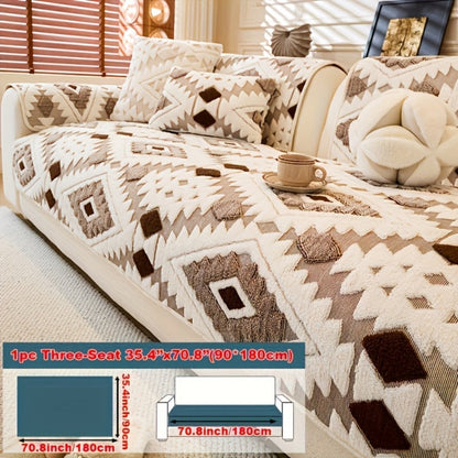 Sofa Cover, Thick Plush Couch Pad with Backing Detail in Three Colors and Seven Seat or Arm Sizes