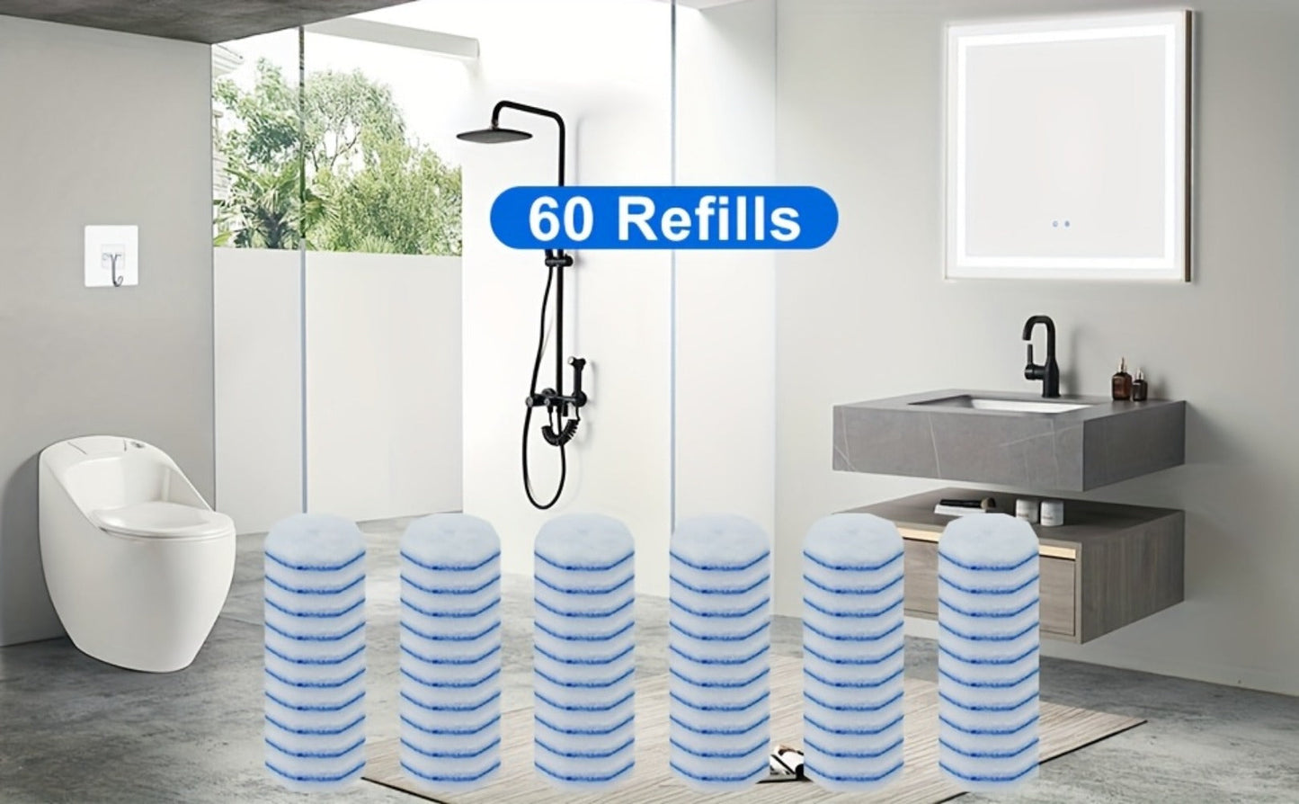 Disposable Toilet Wand Refills 120 or 58 Count Compatible with Clorox ToiletWand Upgraded for Entryways, Bedrooms and Living Spaces