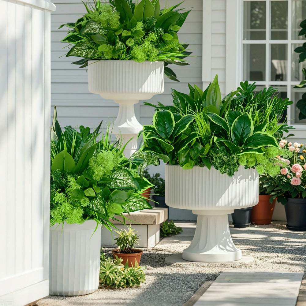 Nine-Piece Artificial Greenery Stem Set with Mixed Leaf Shapes for Indoor or Outdoor Planters and Decor