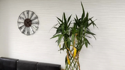 24-Inch Windmill-Style Metal Wall Clock with Galvanized-Look Silver Blades and Brown Analog Center