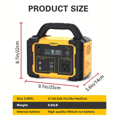 Portable Power Station 294Wh 300W with 600W Peak, Eight Outputs, AC, DC, USB-C and LED Light