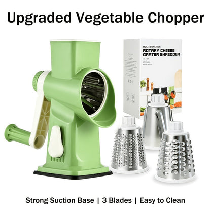 Rotary Vegetable Chopper Cheese Grater 5 Interchangeable Drum Blades Suction Base Handle for Cheese Vegetables Nuts Slicing Shredding