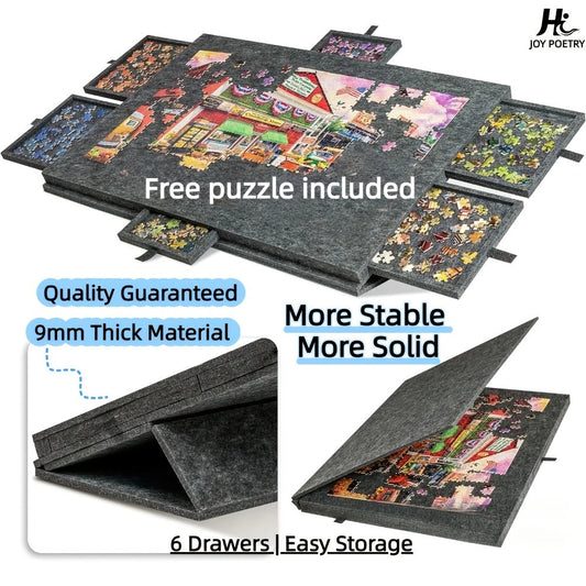 Portable Puzzle Board with Anti-Slip Surface, Fits 1000 & 1500 Piece Puzzles, Jigsaw Puzzle Table for Storage & Family Game Night