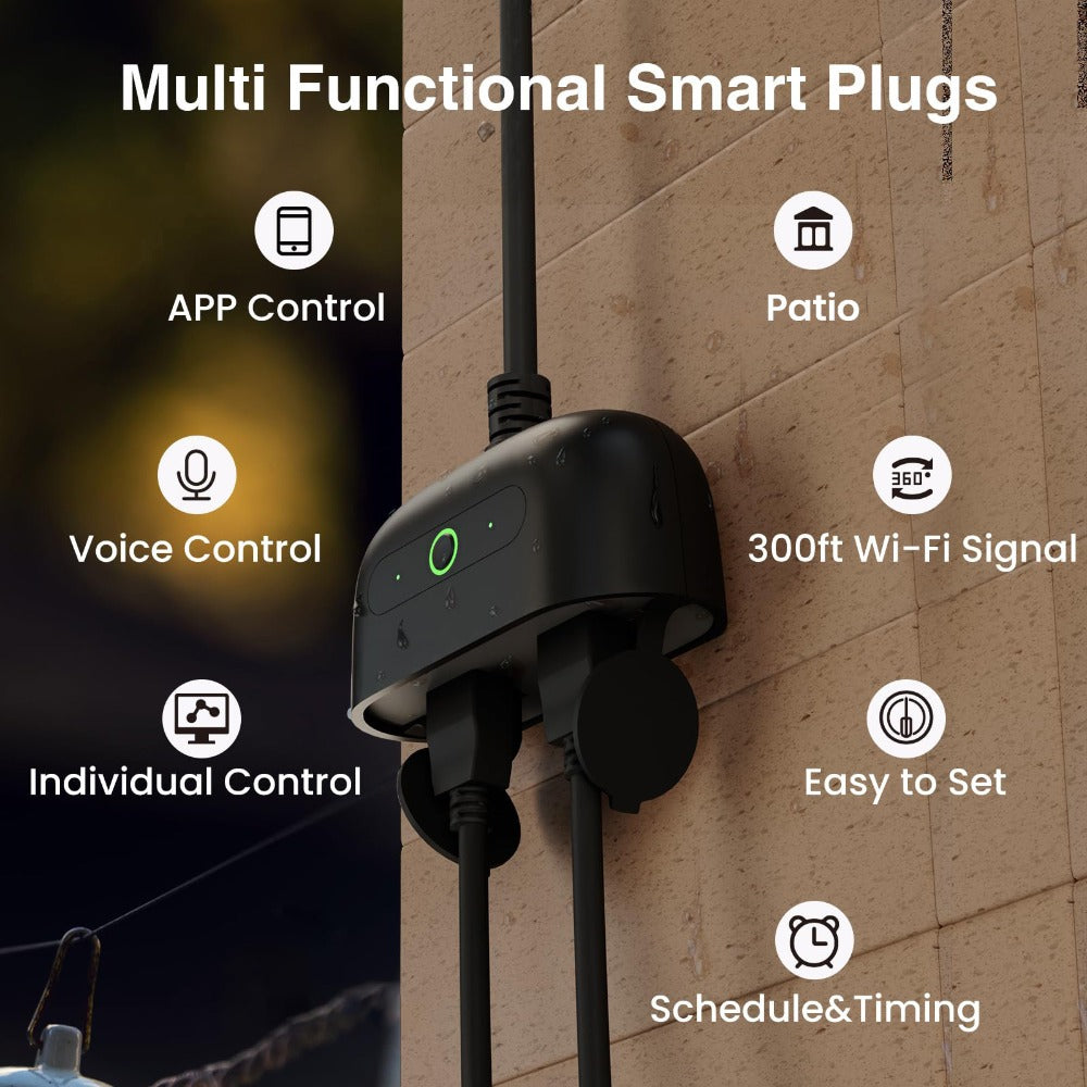 Outdoor Indoor Smart WiFi Plug GHome WP7, Voice & App Control, Works with Alexa & Google Home, Timer Schedule