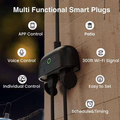 Outdoor Indoor Smart WiFi Plug GHome WP7, Voice & App Control, Works with Alexa & Google Home, Timer Schedule